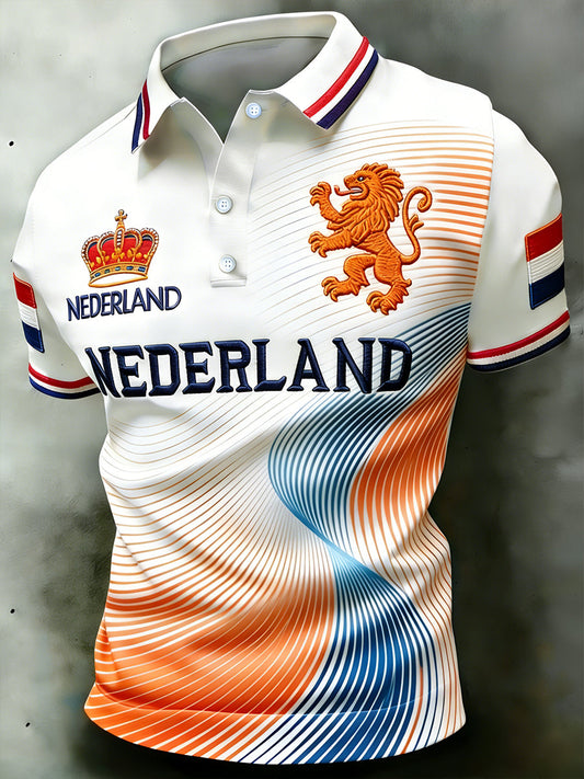 Bedrukt poloshirt met koningsdag voor heren